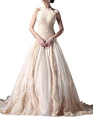 A-line Corset   Waistline Halter  Dress with a Chapel Train 