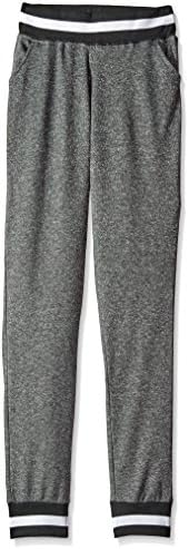 Hello Gorgeous Big Girls' Metallic Silver Glitter French Terry Jogger Pant, Black, 7/8