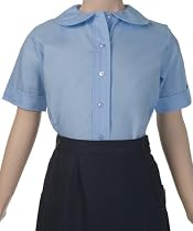 French Toast Short Sleeve Peter Pan Blouse (Sizes 7-20) - blue, 14