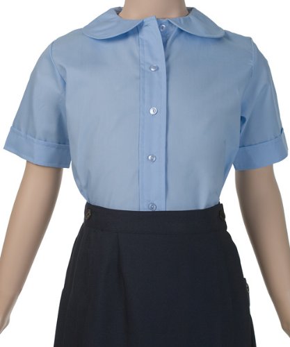 French Toast Short Sleeve Peter Pan Blouse (Sizes 7-20) - blue, 20
