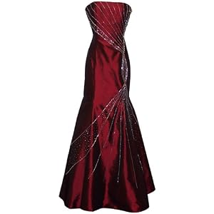 Strapless Taffeta Crystal Twist Mermaid Gown Formal Prom Dress