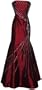 Strapless Taffeta Crystal Twist Mermaid Gown Formal Prom Dress, Large, Burgundy