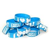 Keep-A-Breast 1 Inch I Love Boobies Bracelet Blue/White