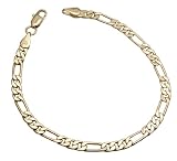 24K Gold Layered Figaro Men’s Bracelet, Polishing Cloth & Gift Box