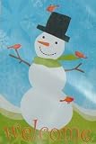 Toland Decorative Flag Winter Welcome Garden Size 12.5x18 Happy Snowman