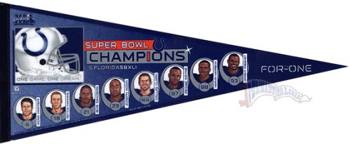 Buy Indianapolis Colts Super Bowl 41 Champions Player Pennant by Wincraft