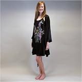Review   / Women's Sleepwear Nightgown by TexereSilk, 100% Silk Nightgown and Robe Set with Hand Painted Art -- Parakeets in Wisteria