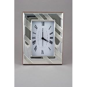 Quartz Alarm Sterling Silver Clock with Sleek Design- Adriana 5 X 6 1 2 Weddings,...