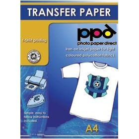 A4 Inkjet Iron On Transfers Paper / T Shirt Transfers - Light T Shirt x 20 Sheets