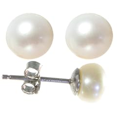 Klassische 925 Sterling Silber S��wasser-Perlen Damen - Paar Ohrstecker 6.0mm