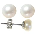 Klassische 925 Sterling Silber S��wasser-Perlen Damen - Paar Ohrstecker 6.0mm