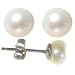 Klassische 925 Sterling Silber S��wasser-Perlen Damen - Paar Ohrstecker 6.0mm