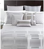 Hotel Collection Bedding, Meridian Quartz Silver King Comforter Cover Duvet NEW