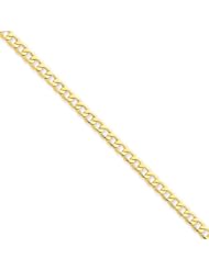14k Yellow Gold 7in 4.3mm Lightweight Curb Link Chain Bracelet. Metal Wt- 2.6g