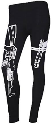 Englady Women's Letter Print Side Text Stretchy Leggings Trousers Gun