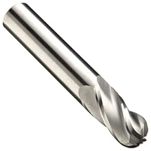 Precision Twist EB3304 Solid Carbide End Mill, Uncoated (Bright) Finish, 4 Flute, Ball End