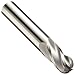 Precision Twist EB3304 Solid Carbide End Mill, Uncoated (Bright) Finish, 4 Flute, Ball End