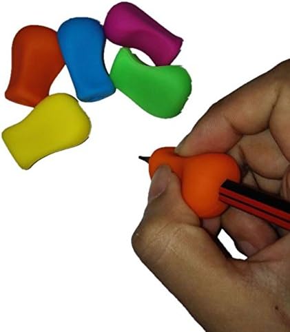 FT Pencil Grips for Righties and Lefties 6 units assorted colors, writing aid for Kids coloring books, handwriting and art work by persons with special needs