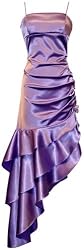 Ruched Ruffle Satin Prom Gown Holiday Party Cocktail Dress Bridesmaid