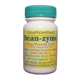 Bean-zyme Anti-Gas Digestive Aid, 100 Veg Capsules, Food Enzyme Dietary Supplement, ONLY $1.56 Shipping per Bottle, Buy 5 Bottles SHIPPING IS FREE!