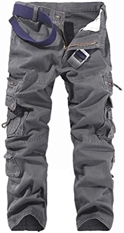 FireLionPlus Men's Cargo Casual Pants Trousers with Pockets for hiking camping 38 Grey