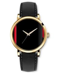 SPRAWL Aanalog Fashion Series Gold Ladies Watches of Genuine Black Leather Strap,Unique Wrist Watch for Women Girls Designed with Black plate red stripes