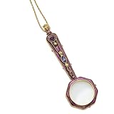 1928 Gold-tone Dark Purple Crystal/Purple Enamel Magnifying Glass 30 Inch Necklace