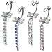 Jeweled dragonfly belly button ring with three title=