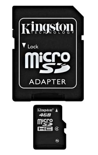 Kingston - Carte micro SDHC - Class 4 - avec 2 adaptateurs - 4 Go