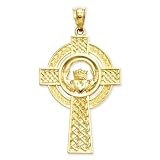 14k Celtic Claddagh Cross Pendant