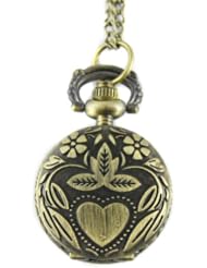 Youyoupifa Bronze Alloys Carve Vintage Flower Patterns Quartz Pocket Watch(Unisex)