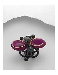 Purple Butterfly Cotton Waxed Thread Jade Ring In Copper