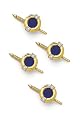 Solid 14k Gold Portal Style Lapis Diamond Stud Set (4)