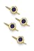Solid 14k Gold Portal Style Lapis Diamond Stud Set (4)