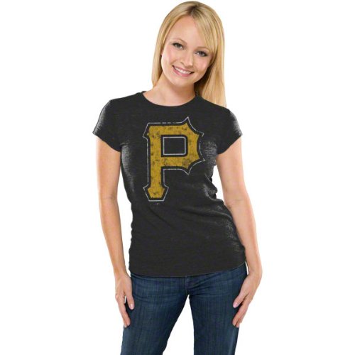 Pittsburgh Pirates Women's Black Tri-Blend Tunic Length T-Shirt