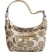 AUTHENTIC COACH PENELOPE SHANTUNG SIGNATURE SMALL HOBO (Khaki/Gold)