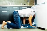Wallmonkeys Peel and Stick Wall Decals - Man Looking inside the Washing Machine - 18