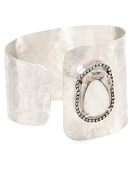 Jordan Alexander "Slice" Silver and White Pearl Slice and Diamond C Cuff Bracelet