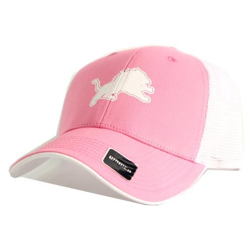Detroit Lions NFL Women's Pink & White Mesh Back Trucker Hat