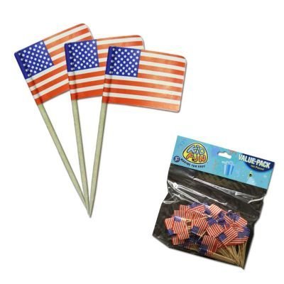 Lot Of 144 American Flag Patriotic Theme Food Toothpicks by US Toy [並行輸入品]