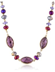 Napier "Purple Spotlight" Gold-Tone and Purple Faceted Beaded Collar Necklace, 19"