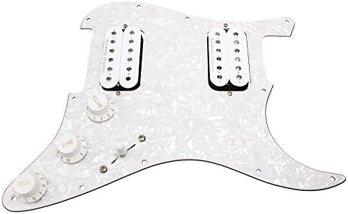 HDCustom Guitar Supply loaded HH pickguard for Stratocaster with Seymour Duncan Hot Rodded Humbucker pickup set, White Pearl/White