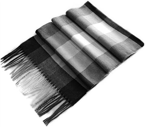 Soft Warm Tartan Plaid Long Scarve (Black and White Squares)