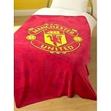 Official Kids Manchester United Soccer/ Football Printed Fleece Blanket (51x71 inches) (Red)