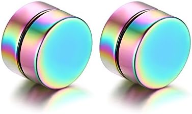 Mens Titanium Steel Round Magnetic Clip on Stud Earrings No Piercing Gift for Your Friends