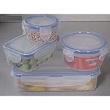 8 Piece Set Plastic Food Containers with Snap Lock Lid by