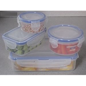 8 Piece Set Plastic Food Containers with Snap Lock Lid by FoodSavers