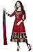 DivyaEmporio Women's Cotton Resham Anarkali Unstitched Dress Material Free Size Red