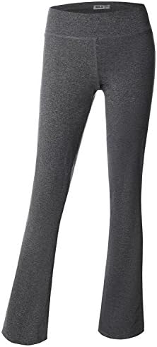 Doublju Women Loose Fit Bootleg Fit Basic Women Fleece Pant MELANGEGREY Acive Wear Pants,L,Large