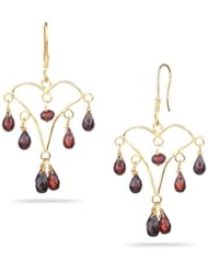 9.50 Cts Garnet Briolette Earrings in 18K Yellow Gold